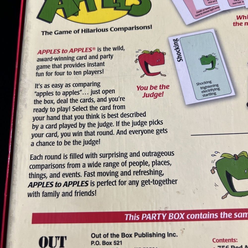 Apples to Apples Party‎ Box - The Game of Hilarious Comparisons! Over 500 Cards! - Picture 8 of 8